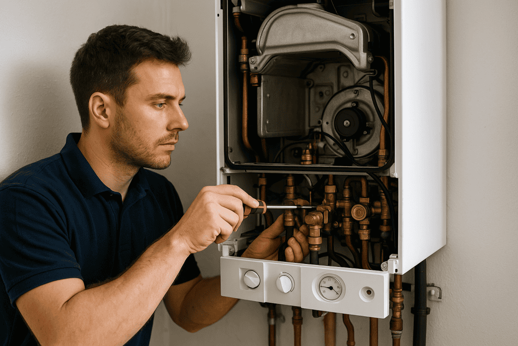 repairing a boiler